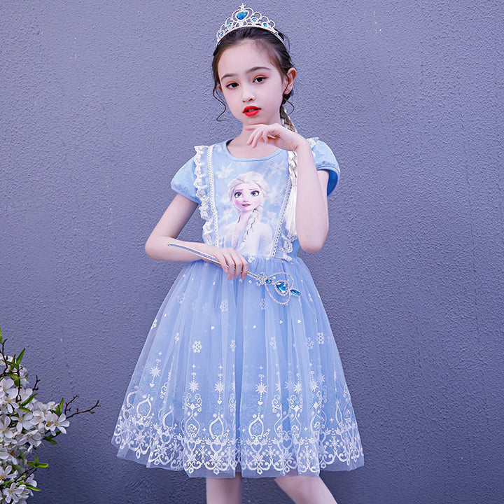 Girl's Cartoon Anime Frozen Elsa Princess Dress Baby Girl Cute Party Cospaly Costumes Halloween Carnival Ball Dresses 1-10 Years