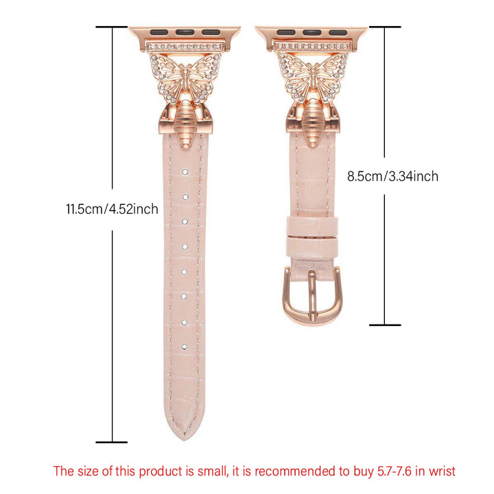 2in1 Leather compatible with metal band apple watch watch band 38mm 40mm 41mm 42mm 44mm 45mm women,metal butterfly genuine star compatible iWatch series 9/8/7/6/5/4/3/2/1/SE