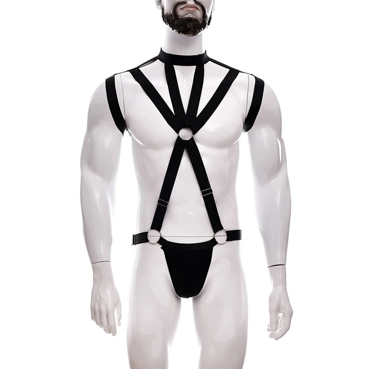 Male Full Body Harness Cage Adjust Set Mens Gay Hollow Elastic Bondage Harness Sexy Lingerie Fetish Nightclub Costume