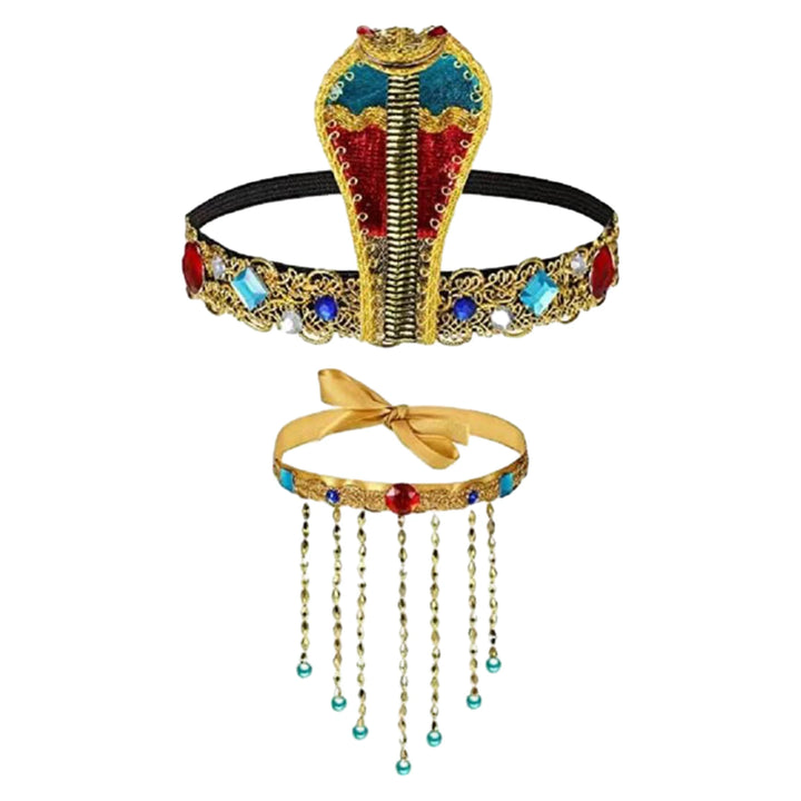 3 Pieces Women's Egyptian Costume Snake Beaded Headband for Party Masquerade