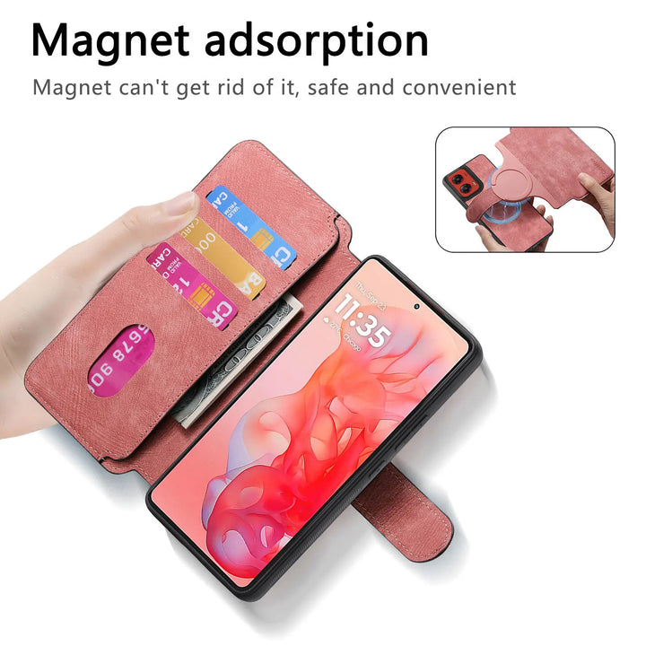 Leather flip magnetic suction detachable Back Cover For Motorola Moto G Stylus 5G (2024) 6.7 "Card slot wallet shockproof Case