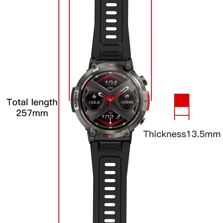 LIGE New Men SmartWatch Military With LED Flashlight Sport Tracker Waterproof Bluetooth Call For Huawei Xiaomi Smart Watch Men