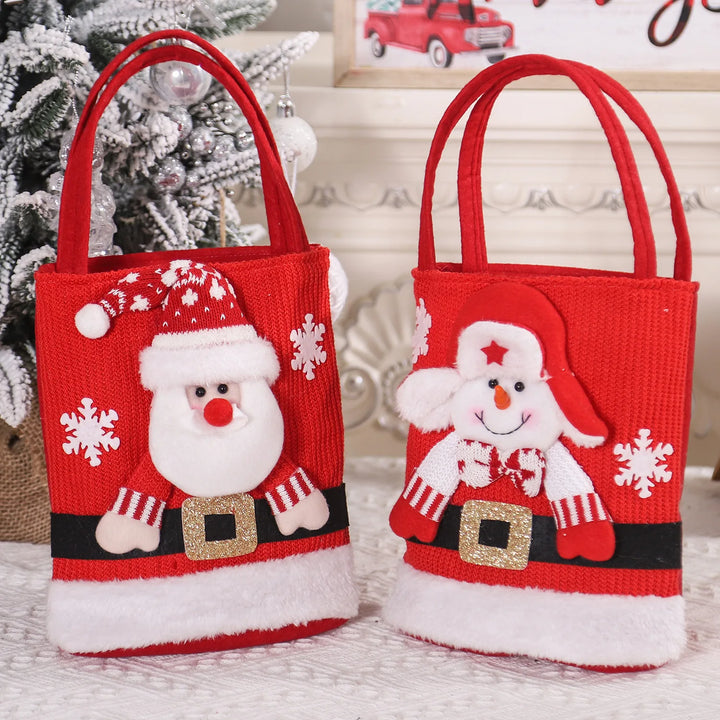 2024 New Christmas Decorations Santa Claus Snowman Bear Gift Bag Children's Candy Bag Handbag Wholesale Новогодние Украшения