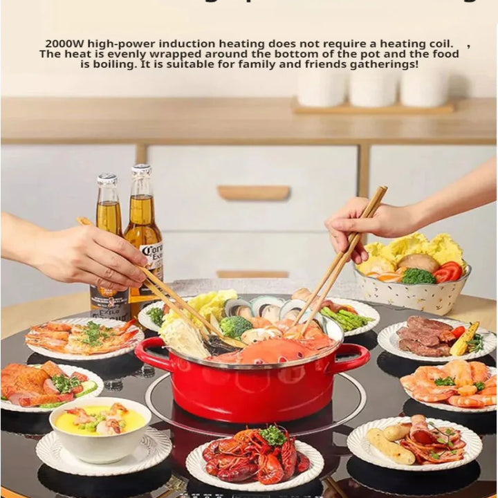 Household Electric Food Warming Board round multifunctional Constant Temperature dining table with hot pot heating plate