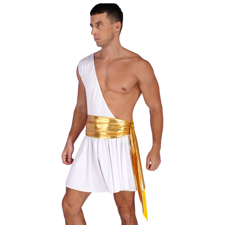 Men's  Ancient Greek God Halloween Party Costume Cosplay One Shoulder Strap Skirts Knight Warrior Theatrical Performance Outfit