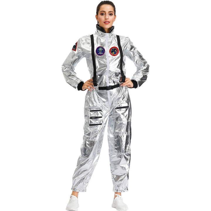 Halloween Christmas Silver Spaceman Men Women Space Suit Adult Children Astronaut Costume Family Party Dress Up Birthday Gift