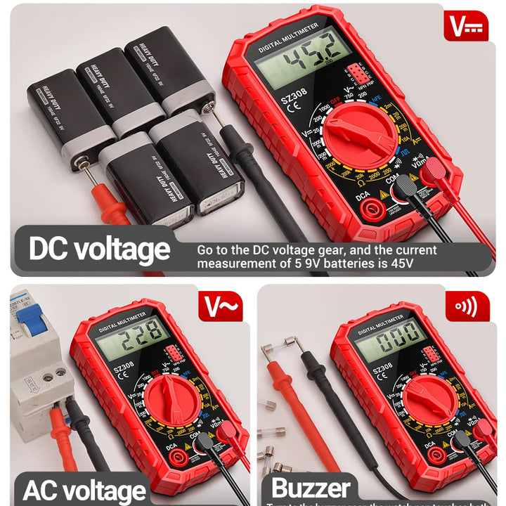 ANENG SZ308 Digital Multimeter Voltage Resistance Meter AC/DC Current Meter Electrician LCD Backlight Ohm Square Wave Test