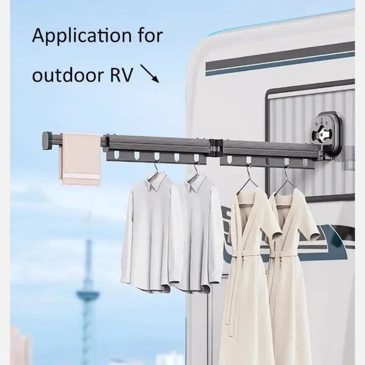 Folding Clothes Hanger Indoor Retractable Suction Wall Space Saving Home Laundry Clothes Drying Rack Home Laundry Clothes Rack