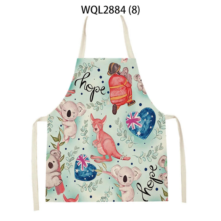 Creative Abstract Geometry Animal Printed Kitchen Aprons Baking Cooking Accessories Dog Koala Bear Pattern Apron Cleaning Tools