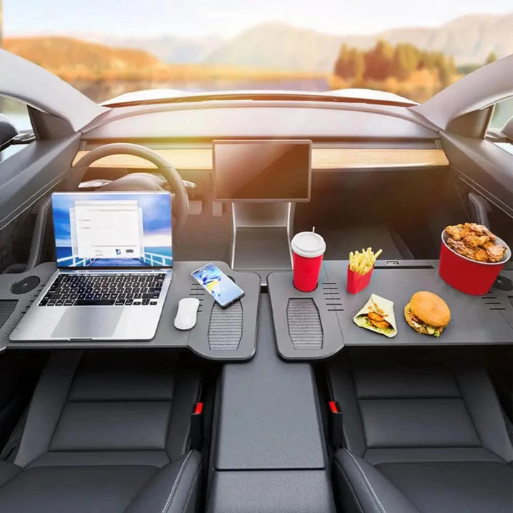 Car Laptop Desk Folding Steering Wheel Table Food Tray For Tesla Model 3 / Y Auto Steering Wheel Laptop Desk Drinks Tray Holder