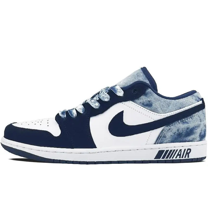 【Customize】Air Jordan 1 Vintage Basketball Shoes Men Low-top Navy Blue/white Sneakers shoes CZ8455-100