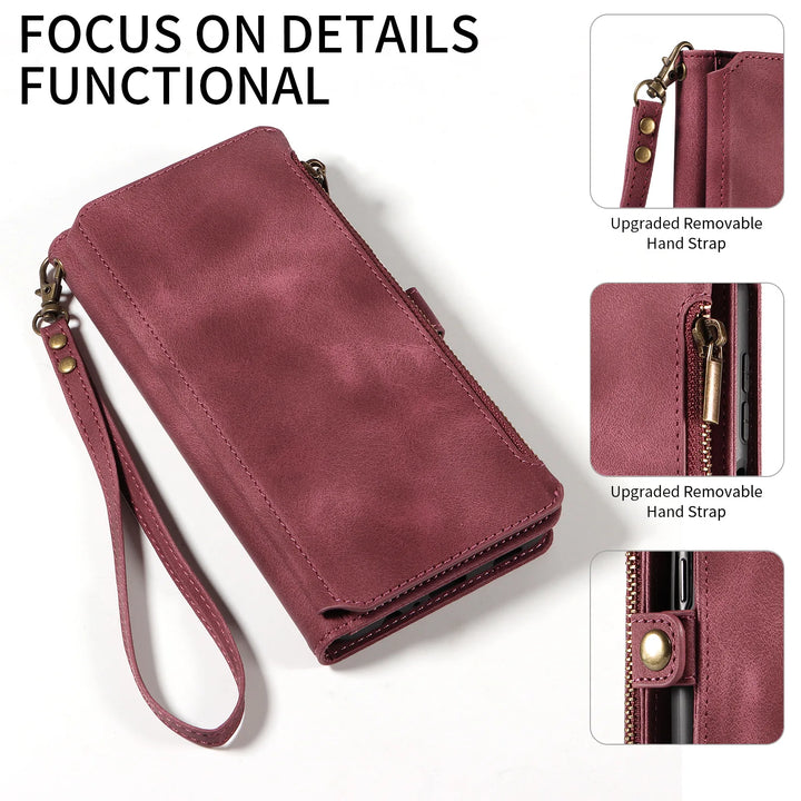 Luxury Handbag Zip Wallet Case for Google Pixel 8 Pro 8A 7 7A 6 6A 5 XL 5A 4 4A Leather Phone Bumper Magnetic Strap Flip Case