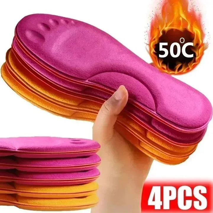 2/4pcs Winter Self Heating Insoles Foot Thermal Thicken Non Slip Insole Memory Foam Shoe Pads Warm Sport Shoes Inserts Women Men