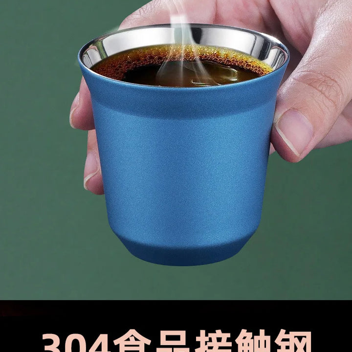 304 Stainless Steel Double-layer Coffee Cups, Insulated Tea and Water Cups, Beer Cups, Capsule Coffee Cups