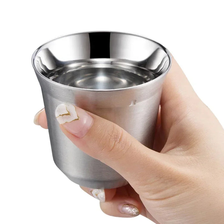 304 Stainless Steel Double-layer Coffee Cups, Insulated Tea and Water Cups, Beer Cups, Capsule Coffee Cups