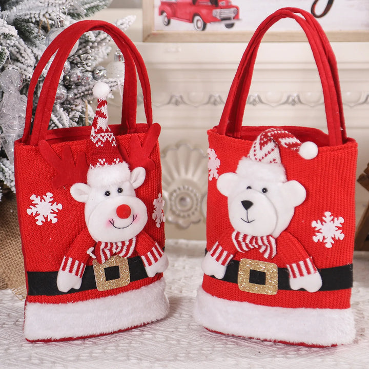 2024 New Christmas Decorations Santa Claus Snowman Bear Gift Bag Children's Candy Bag Handbag Wholesale Новогодние Украшения