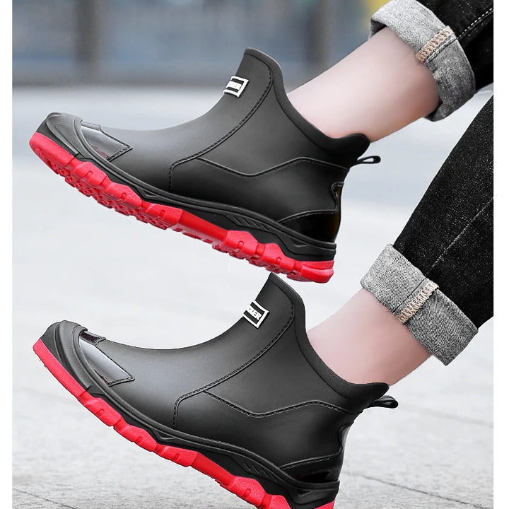 New Winter Cotton Mans Shoes Casual Men's Rain Boots Pvc Waterproof Rubber High Quality Mens Chef Fishing Shoes Size Plus 39-48