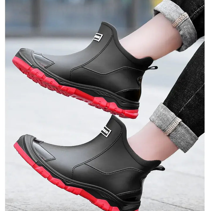 Fashionable Rain Boots for Men New Rainproof and Waterproof Shoes, Short Non-slip Casual Fishing Rubber Boots, Work Rubber Shoes