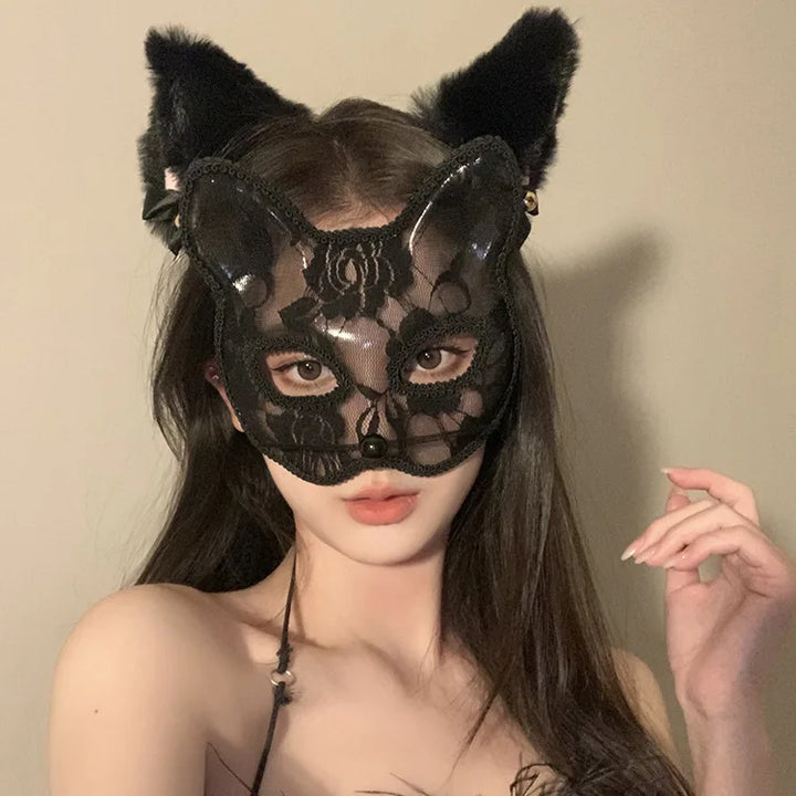 Sexy Lace Mask Women Cat Cosplay Supplies Dance Party Performance Masquerade Fox Mask Couple Animal Face Decor Eyes Accessories