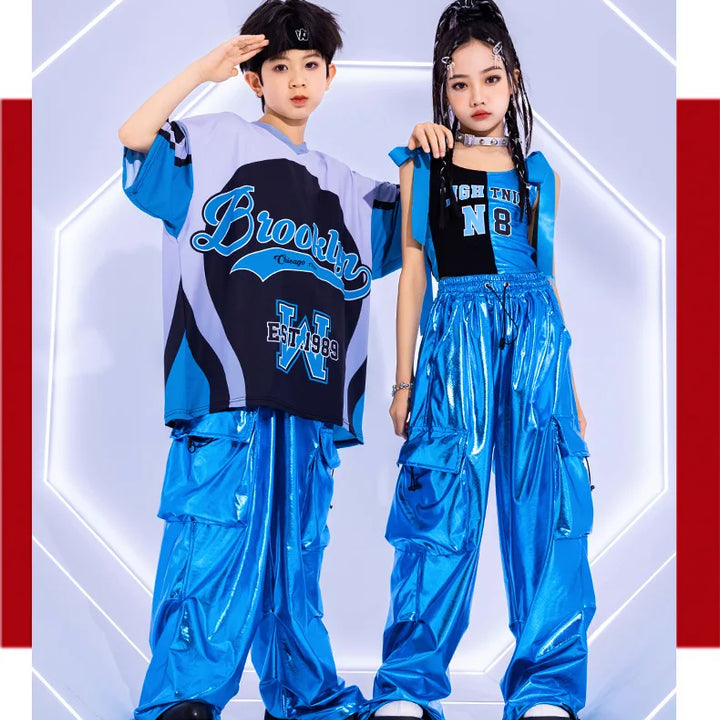 Girls Costume Summer Chidren Hip Hop Costume Streetwear Set Jazz Performance Costume Girls Fashion Suit