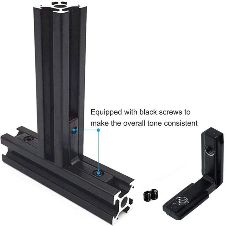 20pcs  Black 2020 Series L-Shape Interior Inside Corner Connector Joint Bracket with Screws for 20x20 Series Aluminum Extrusion