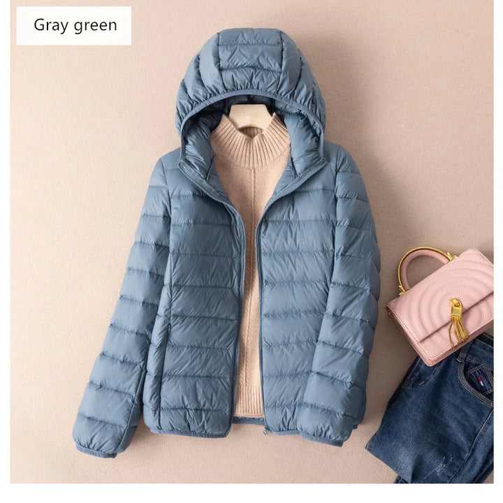 Women Autumn Down Jacket 2022 New Arrivals  90%  White Duck Down Ultra Light Fashion Hooded Keep Warm  Puffer Jacket