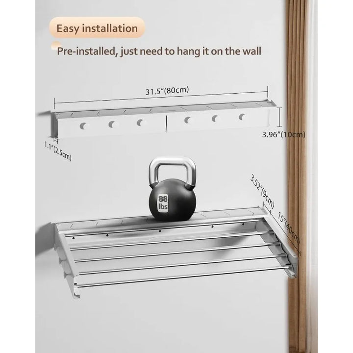 Laundry Drying Rack Collapsible,Wall Mounted Clothes Drying Rack Foldable,Indoor Drying Rack Clothing- 23.6" Wide 4 Aluminum