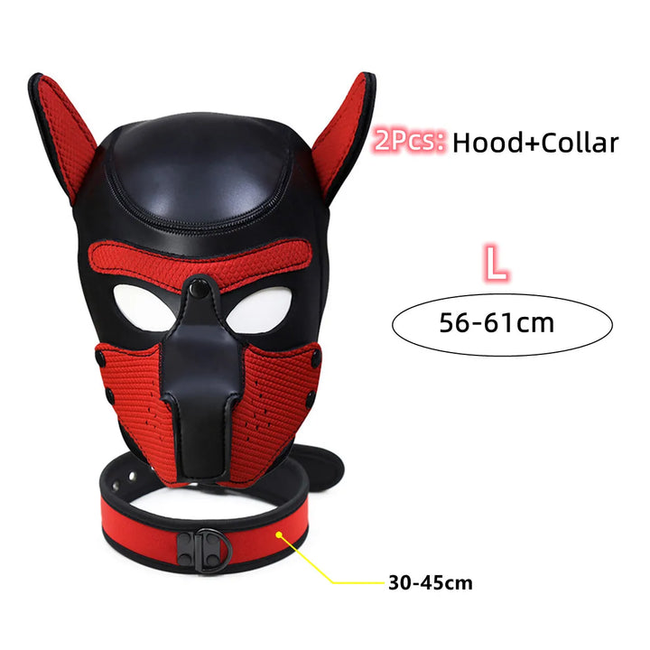 Puppy Cosplay Costumes of XL Code Brand New Increase Large Size Padded Rubber Full Head Hood Mask with Collar for Dog Roleplay