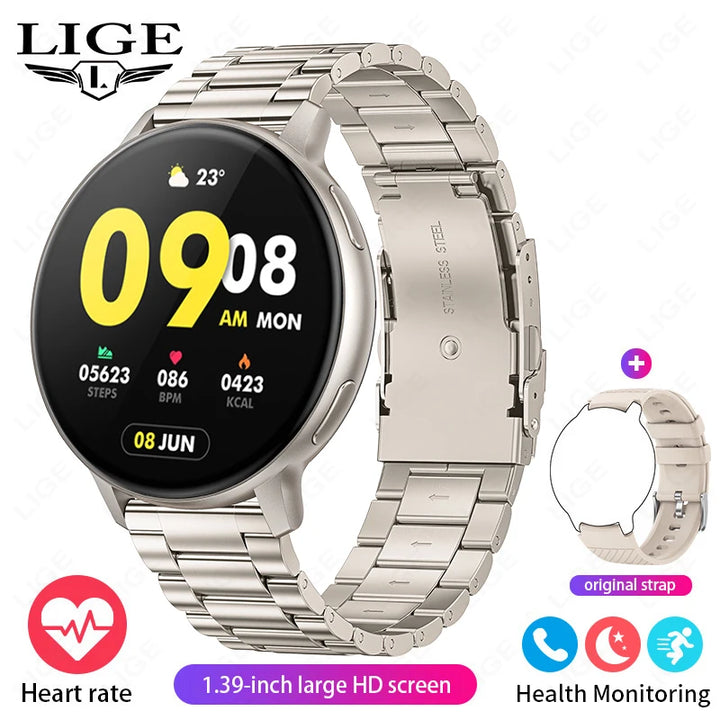 LIGE Fashion Smartwatch For Men Women Bluetooth Call Waterproof Sports Fitness Watches Blood Oxygen Healthy Women Smartwatch Man