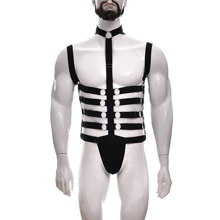 Male Full Body Harness Cage Adjust Set Mens Gay Hollow Elastic Bondage Harness Sexy Lingerie Fetish Nightclub Costume