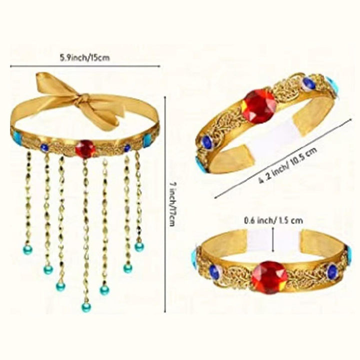 3 Pieces Women's Egyptian Costume Snake Beaded Headband for Party Masquerade