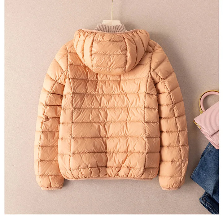 Women Autumn Down Jacket 2022 New Arrivals  90%  White Duck Down Ultra Light Fashion Hooded Keep Warm  Puffer Jacket