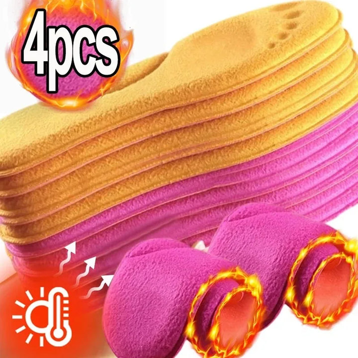 2/4pcs Winter Self Heating Insoles Foot Thermal Thicken Non Slip Insole Memory Foam Shoe Pads Warm Sport Shoes Inserts Women Men