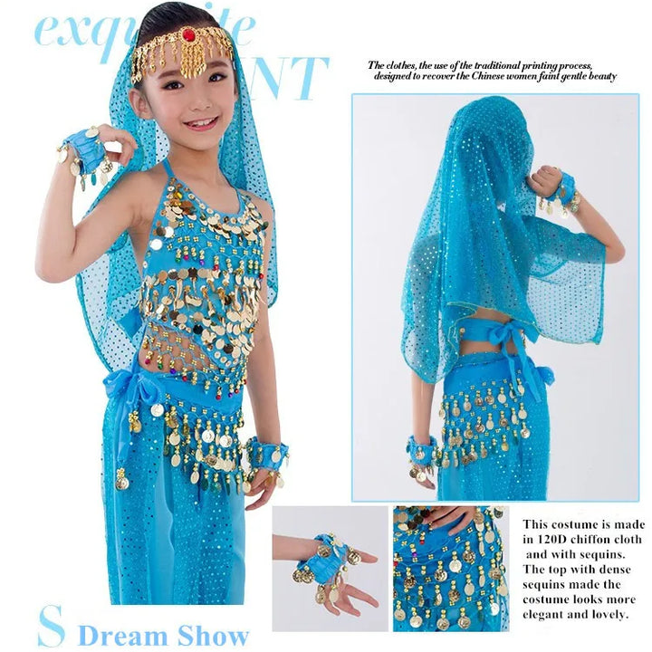 Kids Belly Dance Costumes Set Oriental Dance Girls Belly Dancing India Belly Dance Clothes Bellydance Child Kids Indian 6 Colors