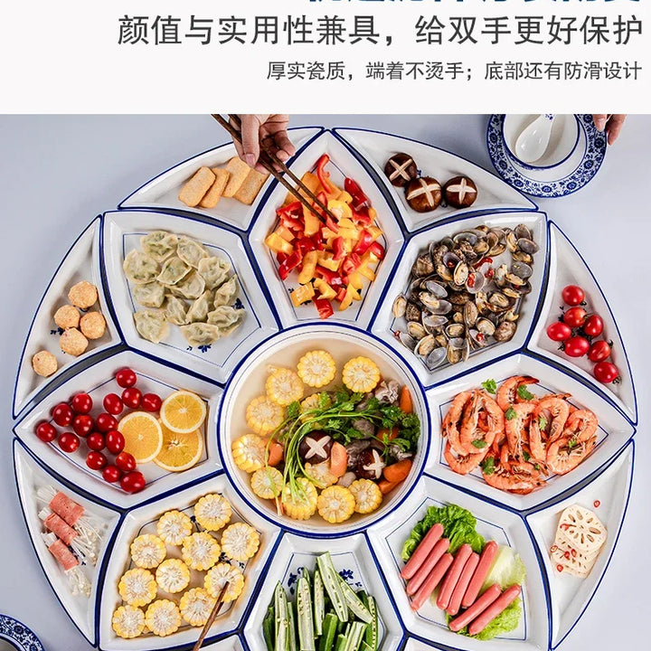 Set plate, net red set, set plate, tableware combination, ceramic dishes, dishes, round tables, dishes, creative household