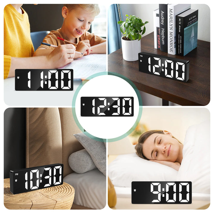 ORIA Upgraded LED Clock Digital Alarm Clocks Desktop Bedside Electronic Desk Watch Snooze Desk Clock Wake Up Alarm Clock