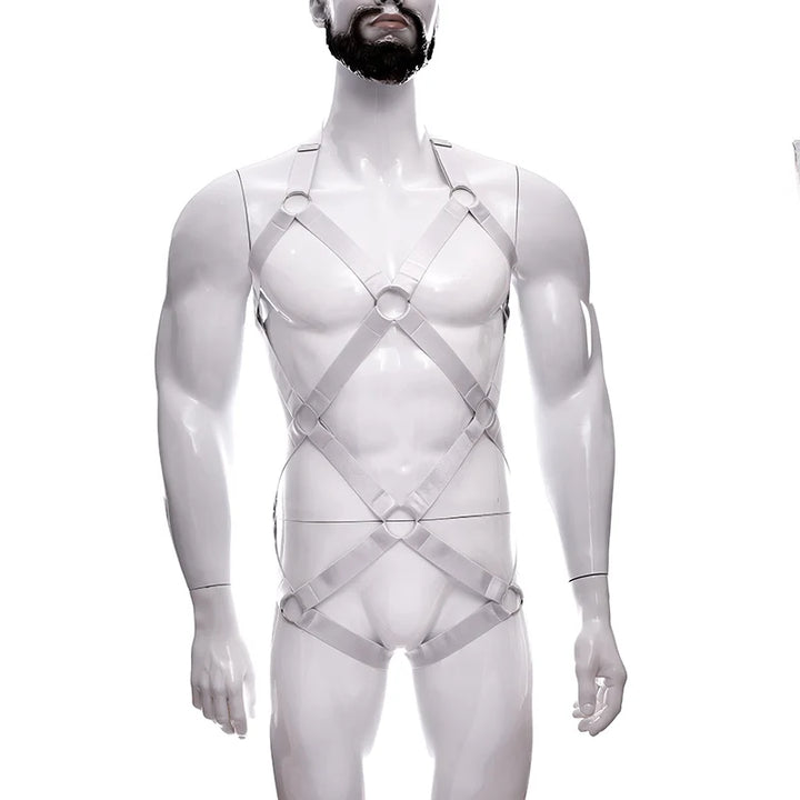 Male Full Body Harness Cage Adjust Set Mens Gay Hollow Elastic Bondage Harness Sexy Lingerie Fetish Nightclub Costume