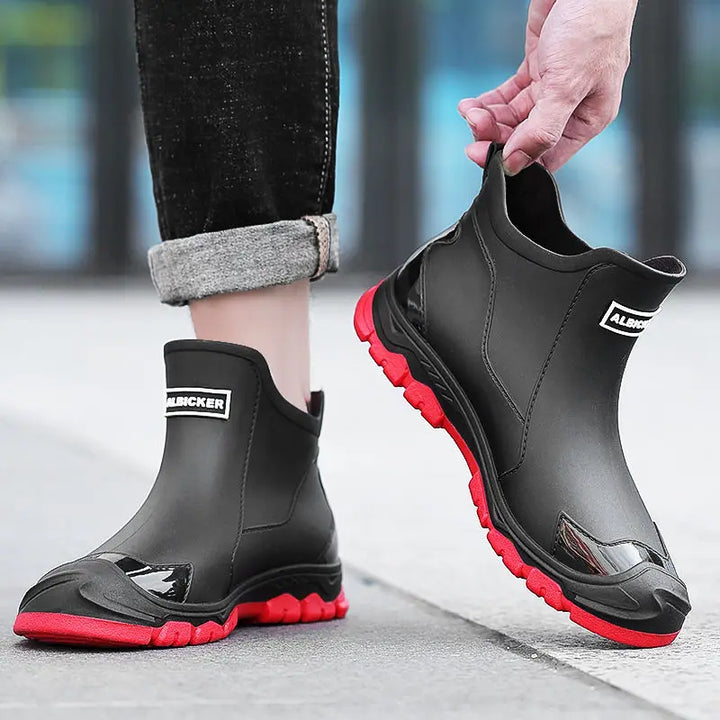 Fashionable Rain Boots for Men New Rainproof and Waterproof Shoes, Short Non-slip Casual Fishing Rubber Boots, Work Rubber Shoes