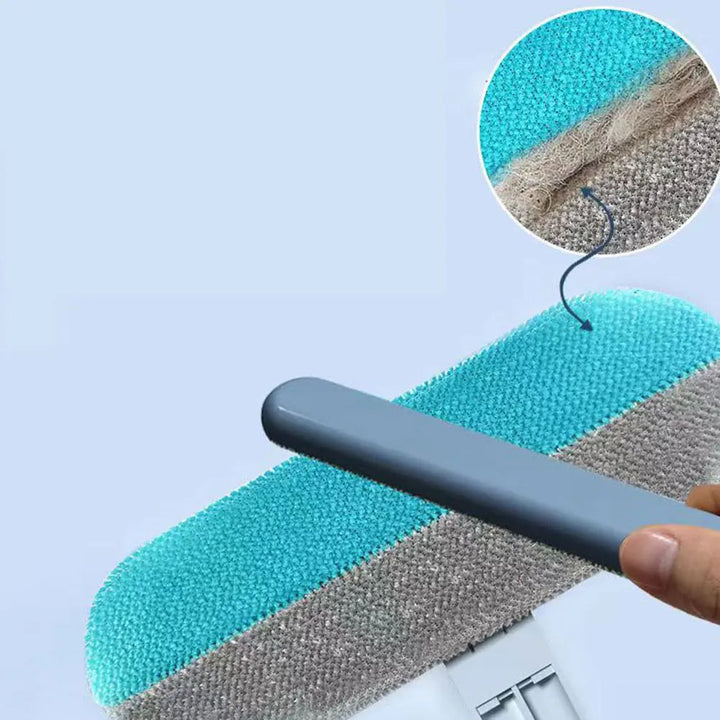 Pet Hair Removal Comb Carpet Bed Hair Cleaning Tool with Squeegee Long Handle Window Screen Cleaner Brush for Carpet Bed Sofa