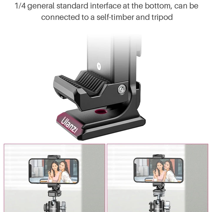 Ulanzi ST-27 Universal Metal Mobile Phone Clip With 1/4 Screw Cold Mount Flip Mirror For Bracket Selfie Tripod Stand Mount Clamp