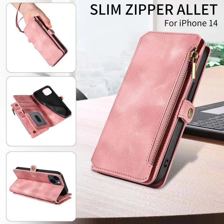 Luxury Handbag Zip Wallet Case for Google Pixel 8 Pro 8A 7 7A 6 6A 5 XL 5A 4 4A Leather Phone Bumper Magnetic Strap Flip Case