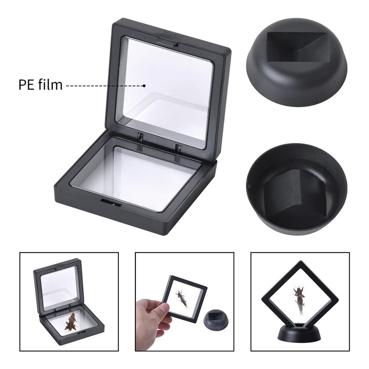 10PCS Coin Display Cases 3D Floating Thin Film Jewelry Storage Boxes For Ring Necklace Bracelet Earring