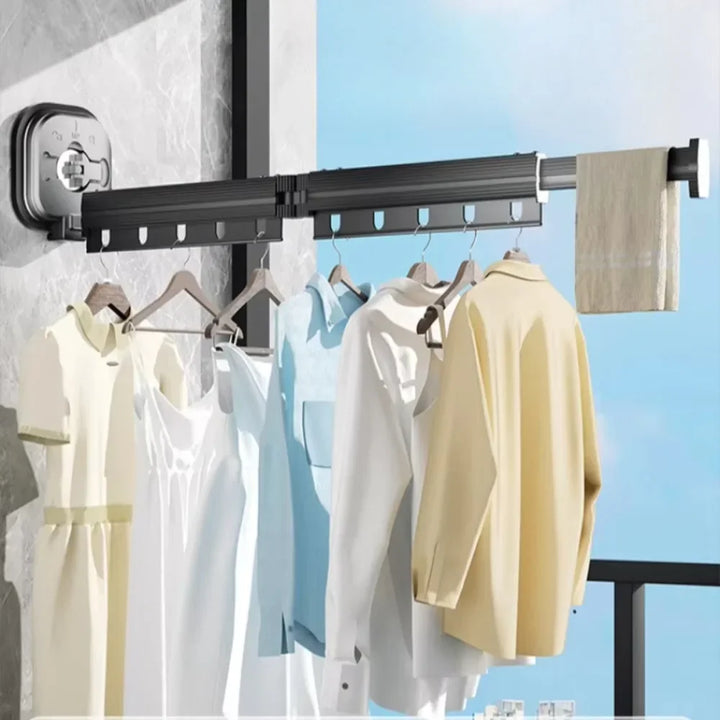 Folding Clothes Hanger Indoor Retractable Suction Wall Space Saving Home Laundry Clothes Drying Rack Home Laundry Clothes Rack