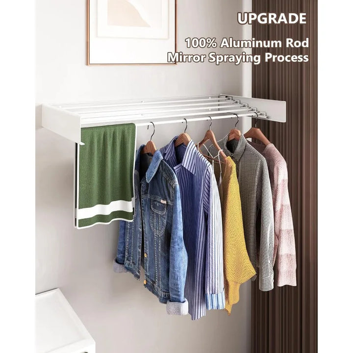 Laundry Drying Rack Collapsible,Wall Mounted Clothes Drying Rack Foldable,Indoor Drying Rack Clothing- 23.6" Wide 4 Aluminum