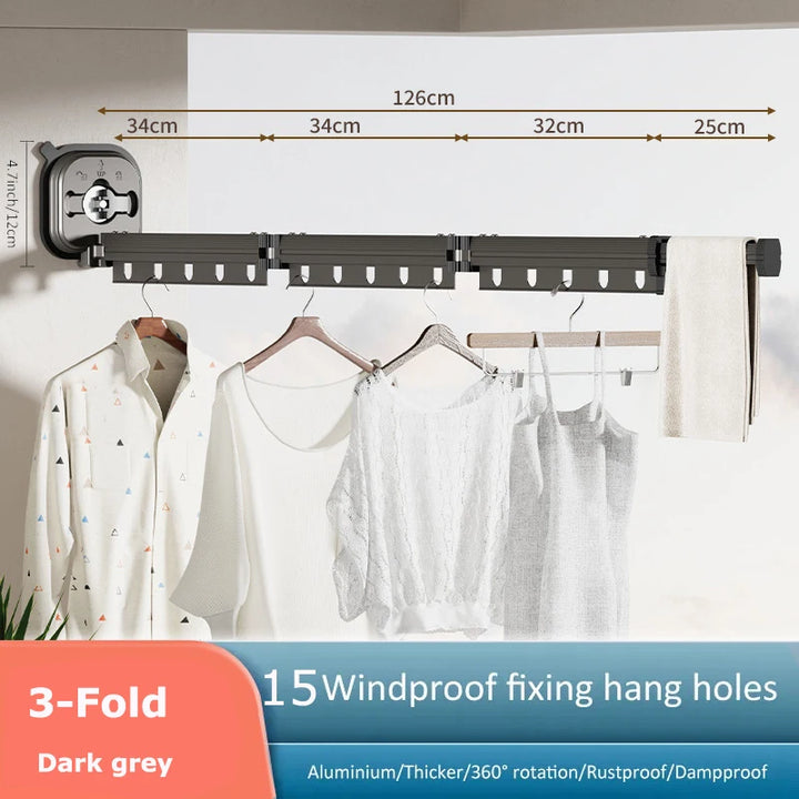 Wall Mounted Clothes Hanger Foldable Telescopic Coat Hangers No Punching Clotheshorse Indoor Balcony Simple Drying Clothe Rack