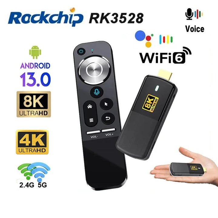 H96 Max M3 Smart TV Stick BT5.0 Android 13 RK3528 8K WIFI6 Build In Voice Control TV Dongle 5G Android TV Box 2GB 16GB TV Box