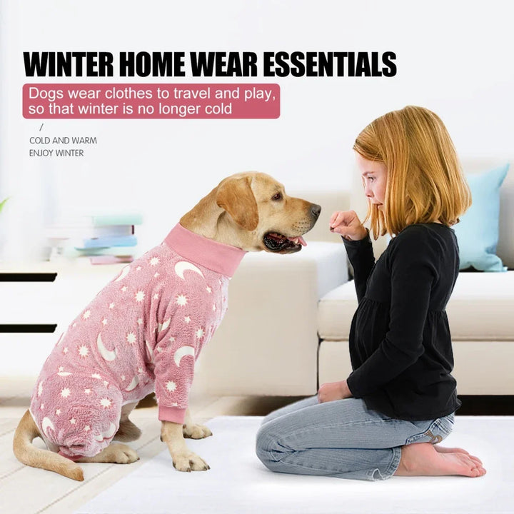 Soft Dog Pajama 4 Legged Warm Fleece Stretchable Dog Pajamas Onesie Pet Pjs Full Body Cover Dog Jumpsuit Clothing