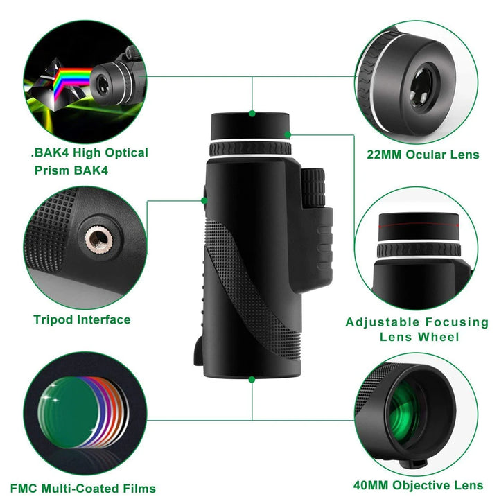 APEXEL 80X100 HD Monocular Telescope for iphone Zoom Phone Telescope with Tripod Clip for Outdoor Hunting Camping Bird Watching