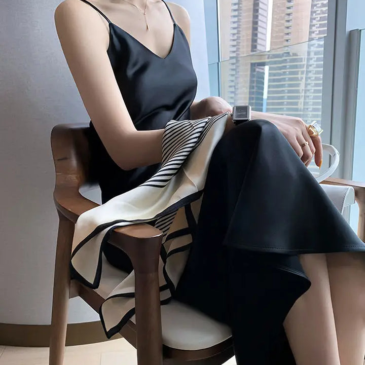 2022 Elegant Women Dress Summer Sexy V-Neck Korean Satin Party Long Spaghetti Strap Dresses Casual Sundress Vestido Mujer