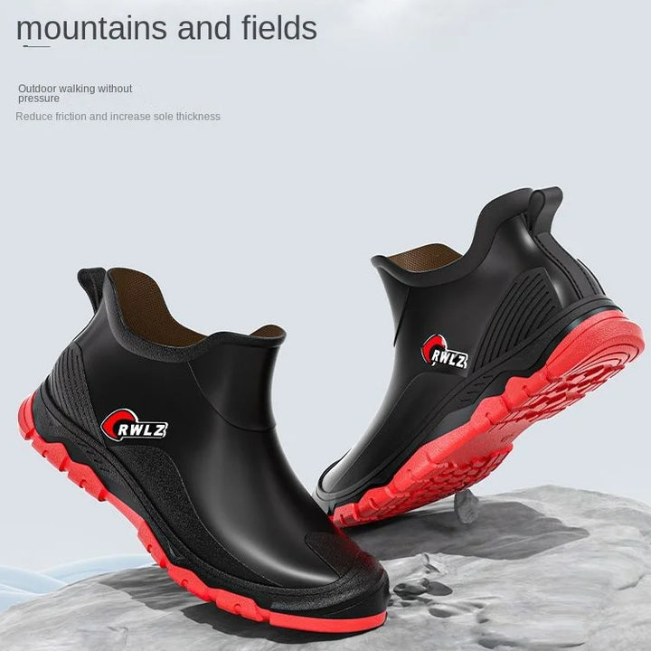 Rain Boots for Men Fashionable All-season Non-slip Waterproof Rubber Shoes for Fishing Work, Car Wash Wear-resistant Water Boots